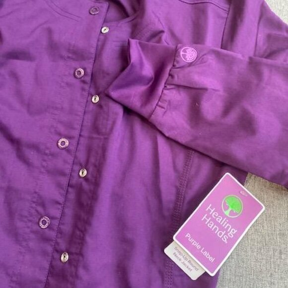 Healing Hands Scrub Jacket 5 Pocket Daisy Snap-up Scrubs Jacket, Small - Picture 6 of 7